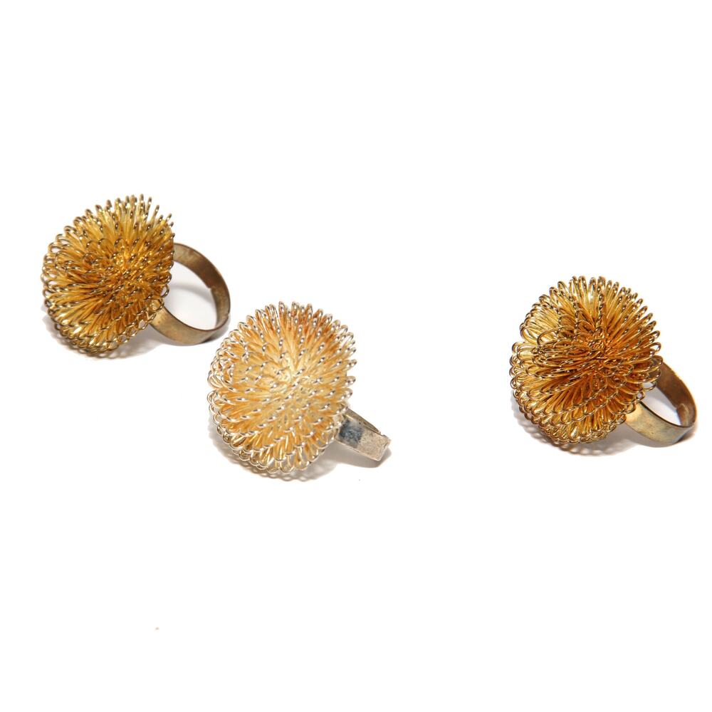 Vintage Atomic Starburst Flower Rings Set of 3 Adjustable